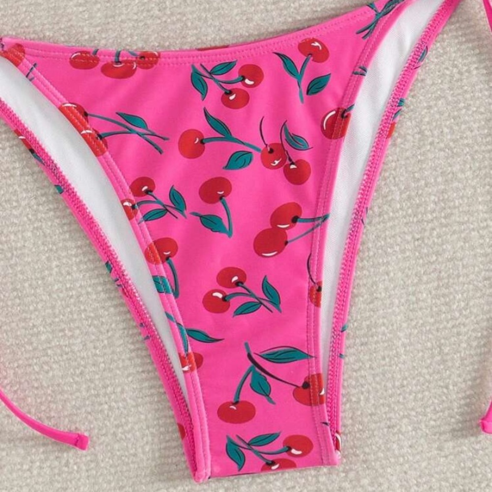 Pink Cherry Print Bikini Set S (4) small brand new SHEIN swimsuit - Picture 3 of 4